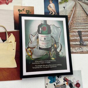 Vintage Tanqueray Advertisement Framed Art Ad Home Decor Memorabilia Artwork